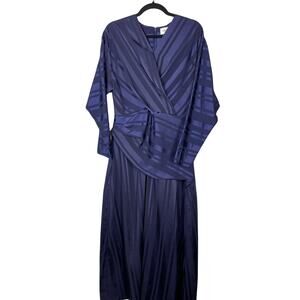 Twice Upcycled Maxi Dress 12 Blue Stripe Asymmetrical Ruched Cottagecore EUC